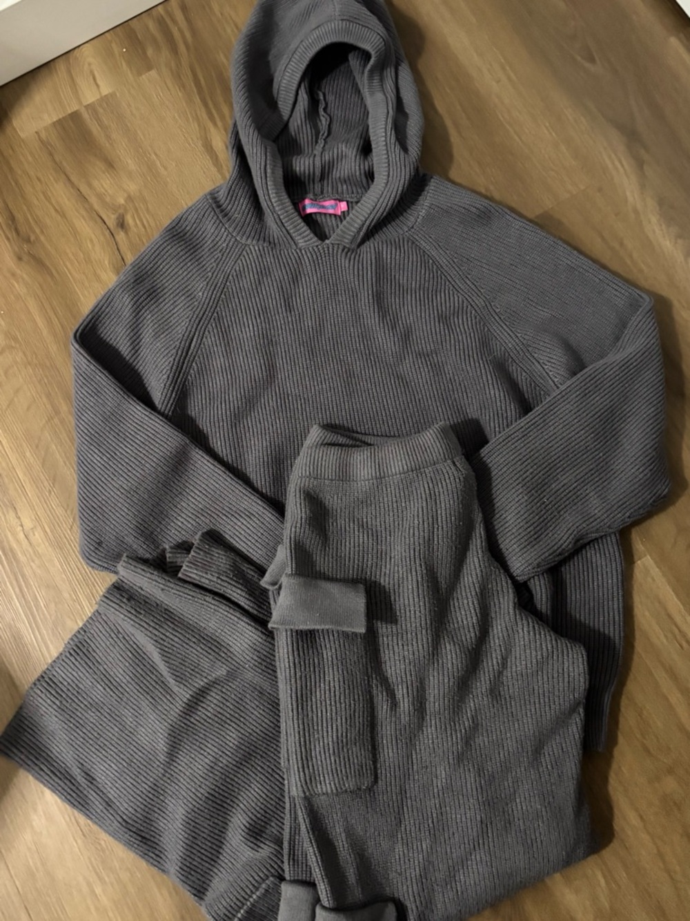 Edikted Grey Knit Hoodie and Cargo Jogger Set
